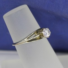 VTG 18K White Gold 0.30ct Natural Diamond Solitaire Ring Size 4