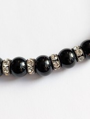 Vintage Japan Black Glass Beads Choker Necklace 15.5 Inches