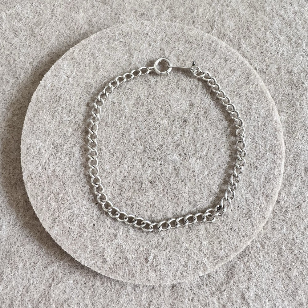 Vintage Sterling Silver Curb Chain Bracelet Jewelry Accessories Charm It