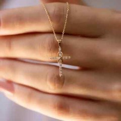 2.00Ct Round Cut Lab Created Diamond 925 Silver Cross Engagement Women’s Pendant