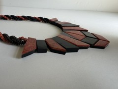 Vintage Apple Coral & Horn Necklace Octagon Bangle Bracelet Set