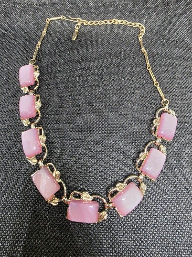 Vintage Thermoset Necklace Gold Tone Mid Century Choker Moon Glow