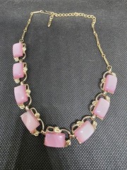 Vintage Thermoset Necklace Gold Tone Mid Century Choker Moon Glow