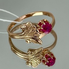 USSR Vintage Original Rose Gold Ruby (lab. made) Ring 583 14K 3.05 g. 9 1/2 US
