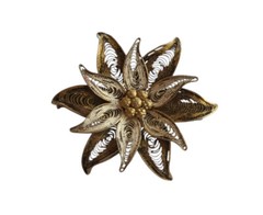 800 Silver Gold Vermeil Cannetille Filigree Vintage Floral Pin – Trombone Clasp