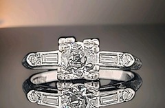 Vintage Platinum Engagement Ring 0.80CT.Natural Euro Cut Diamond Circ 1930’s