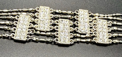 Vintage MARLYN SCHIFF 7″ Silver Tone Art Deco Style Paneled Rhinestone Bracelet