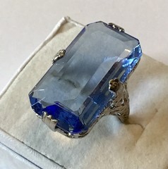 VINTAGE ART DECO LIGHT BLUE RHINESTONE RING SIZE 5.25