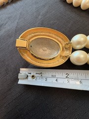 Vintage GIVENCHY Runway 12mm Faux Pearl Double Strand Necklace W Crystal Clasp
