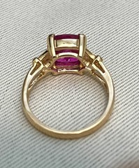 Vtg Ross Simons Gold Vermeil Sterling 925 Cushion Cut Pink Glass Stone Size 9