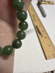 Vintage Green Jade Beads Necklace Silver Clasp 17in Untested J13