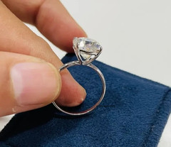 10MM Cushion Cut Lab Created Diamond Solitaire Engagement 14K White Gold FN Ring