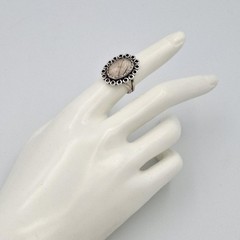 Vintage 925 Sterling Silver Oval Cabochon Rutilated Quartz Cocktail Ring sz 6.5