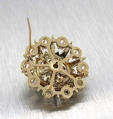 Elegant Ladies Antique 14K Yellow Gold 2.25ctw Diamond Blue Enamel Brooch Pin