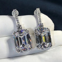 Women Luxury Drop Wedding Earrings 2.4 Ct Simulated Diamond 14K White Gold Over