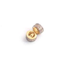 1 pc Pave Diamond Two,Rose gold vermeil Two Step Diamond Wheel Rondelles ,