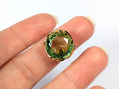 Vtg Victorian Revival Ring Lot Green Glass Blue Flower Enamel Adjustable