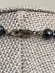 Freshwater Pearl Necklace 16″ Hand Knotted Peacock Iridescent 925 Clasp
