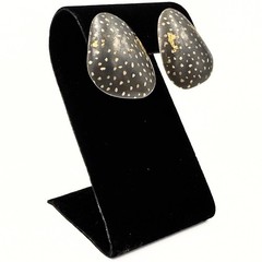 Sydney Lynch Marked Sterling Silver Black Gold Modernist Earrings Brooch Set