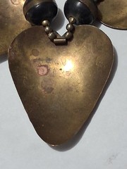 Vintage Hammered Copper And Brass Graduated Hearts/ Beads Statement Necklace