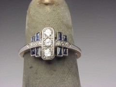 Vintage Art Deco 3Ct Lab Created Diamond & Sapphire 925 Silver Engagement Ring