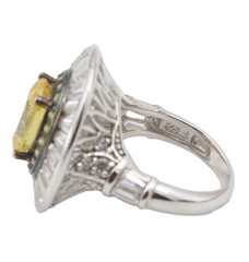 Contemporary Vermiel Sterling Silver Yellow CZ Ring Sz 5