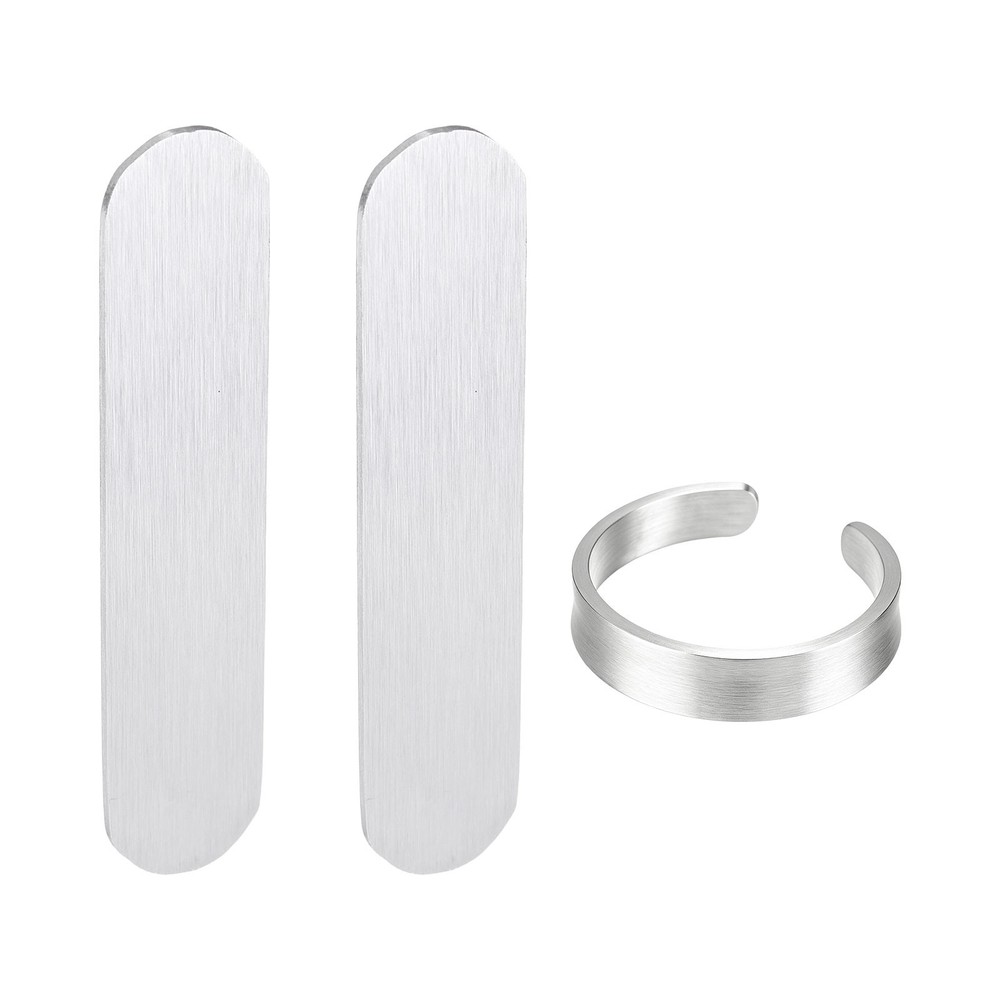 2 Pcs Aluminum Ring Blanks 15/32″ x 2.1″ Engraving Stamping Ring Blanks, Silver