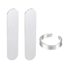 2 Pcs Aluminum Ring Blanks 15/32″ x 2.1″ Engraving Stamping Ring Blanks, Silver