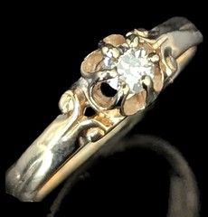 Vintage Old European Cut Diamond 14k Yellow Gold Ring by Lander Bros Engagement