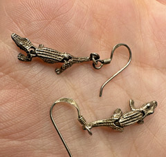 Vtg Alligator 925 Sterling Silver Articulated Dangle Earrings ~1.5 Inches Long