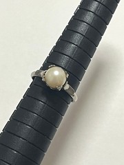 Vintage Silver Pearl Ring Genuine Pearl Size US 6 Elegant Jewelry