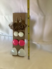 1980s Vintage Lot Of 4 Earrings 1 Feather Dangle, Drop And 3 Acrylic Finished 1”