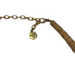 Vintage Graziano CN Heishi Beads Gold Tone Adjustable Signed Necklace