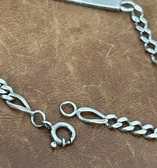 Vintage Sterling 925 Engraved Name”Renato 13-2-45” Figaro Chain Bracelet 8.5” In