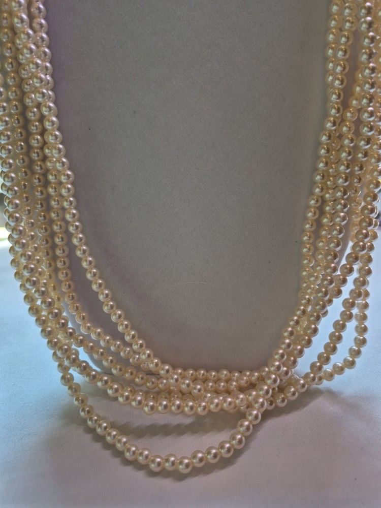 Vintage Six Strand Faux Pearl Necklace