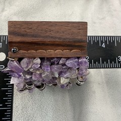 Polished Stone Bracelet Mulit-Strand Amethyst Clear Quartz Boho 7”