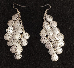 Vintage – Pierced Earrings – Silver Tone – Dangle Drop – 3.5 in Total Length