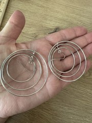 Vintage Sterling Silver Multi Hoop Cascada Dangle Hook Earrings, 3 in Metal