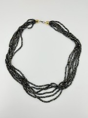 Black Hematite Seed Bead Multistrand Necklace 24 Inch
