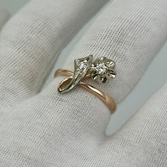Vintage Original Natural Diamond Rose & White Gold Ring 583 14K Kyiv 1985 3,32 g
