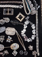 ANTIQUE VINTAGE Deco Sterling Mix Rhinestone JEWELRY LOT All Wearable 400grams