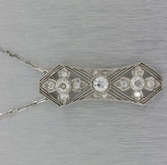 2Ct Art Deco Style Lab-Created Diamond Engagement Gift 14k White Gold FN Pendant