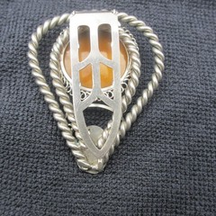 Vintage Dress Clip Faux Stone Bold Statement Twisted Silver Tone Open Work
