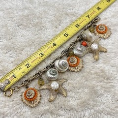 Vintage Chunky Charm Bracelet Sea Shell Bead Starfish Signed Germany 7″