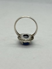 Vintage Clark & Coombs Sterling Silver Blue Lace Agate Statement Ring Size 6.5