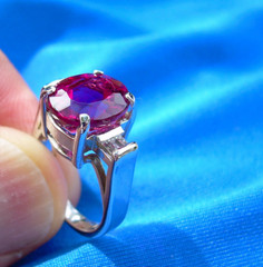 Original EARTH MINED RUBELLITE Tourmaline DIAMOND Deco Engagement Ring 14K GOLD