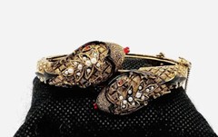 ART Arthur Pepper Double Headed Snake Bangle Bracelet Signed Vintage Jewelry