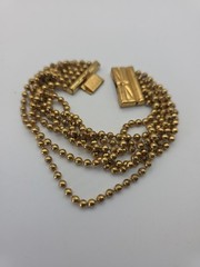 Vintage Art Deco Brass Multistrand BB Ball Bead Chain Bracelet 7″ 1930s Ornate