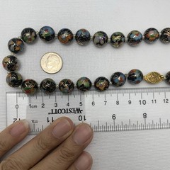 Vtg 12mm Chinese Cloisonne Knotted Bead 26″ Necklace Filigree Clasp