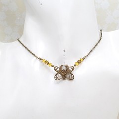 Small Art Nouveau Lovebird Necklace, Handmade Antique Brass Handmade Jewelry